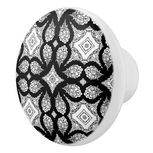 Zwart-wit Mandala Decoratief Keramische Knop (Rechts)