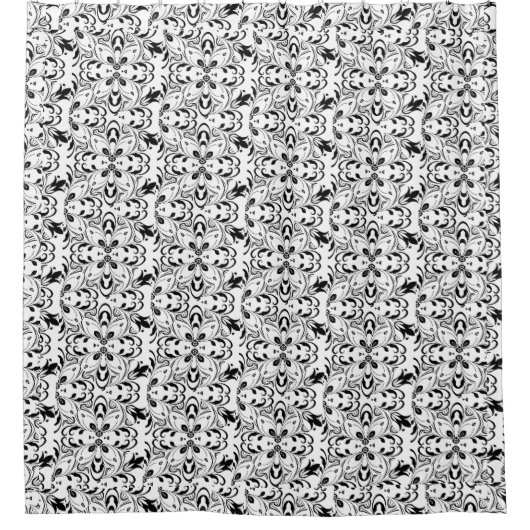 Zwart-wit Mandala Douchegordijn (Voorkant)