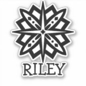 Zwart-wit Mandala en naam Persoonlijk Stic Sticker (Voorkant)