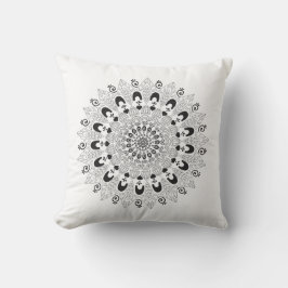 Zwart-wit Mandala Flower Design Sierkussen