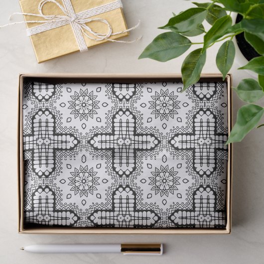 Zwart-wit Mandala Frame Patroon Tissuepapier (Geschenk)