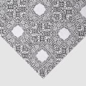 Zwart-wit Mandala Frame Patroon Tissuepapier (Detail)