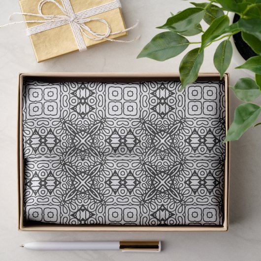 Zwart-wit Mandala Frame Patroon  Tissuepapier (Geschenk)