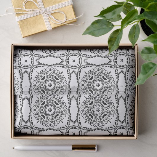 Zwart-wit Mandala Frame Patroon Tissuepapier (Geschenk)