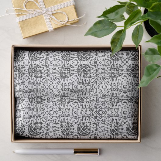 Zwart-wit Mandala Frame Patroon Tissuepapier (Geschenk)