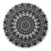 Zwart-wit mandala geometrisch ontwerp keramische knop (Voorkant)