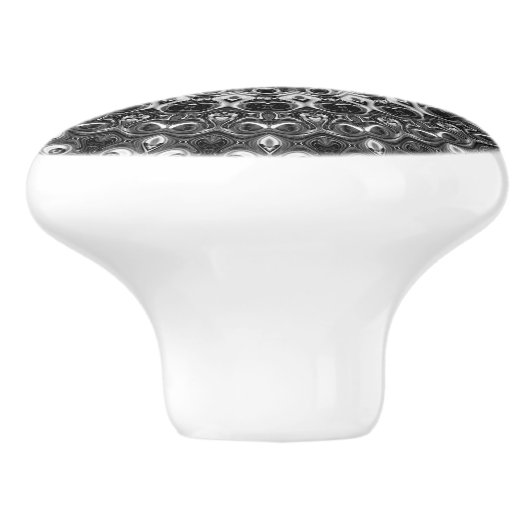 Zwart-wit mandala geometrisch ontwerp keramische knop (Zijkant)