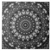 Zwart-wit mandala geometrisch ontwerp tegeltje (Voorkant)