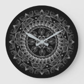 Zwart-wit Mandala Grote Klok (Voorkant)