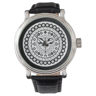 Zwart-wit mandala horloge