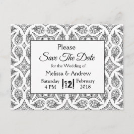 Zwart-wit Mandala Huwelijk Save the Date Aankondigingskaart