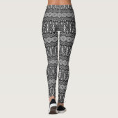 Zwart-wit Mandala Kaleidoscoop Gestreept Leggings (Achterkant)