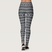 Zwart-wit Mandala Kaleidoscoop Gestreept Leggings (Achterkant)