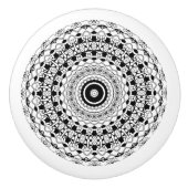 Zwart-wit Mandala Keramische Knop (Voorkant)