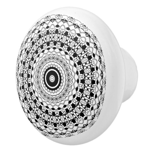 Zwart-wit Mandala Keramische Knop (Rechts)
