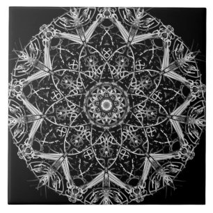 Zwart-wit Mandala Keramische Tegel Tegeltje