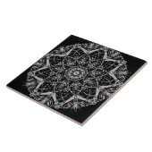 Zwart-wit Mandala Keramische Tegel Tegeltje (Zijkant)