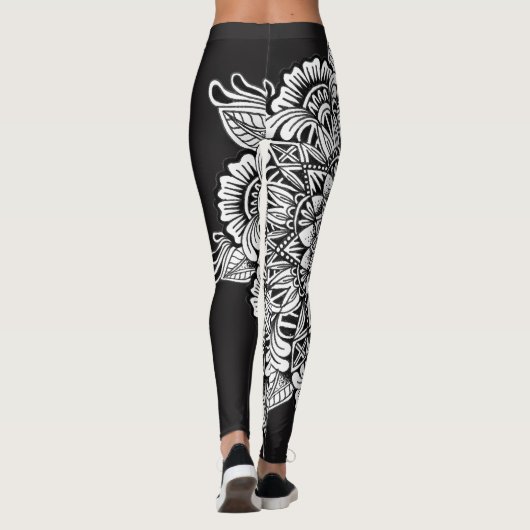 Zwart-wit Mandala Leggings (Achterkant)