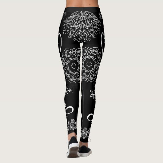 Zwart/wit Mandala Leggings (Achterkant)