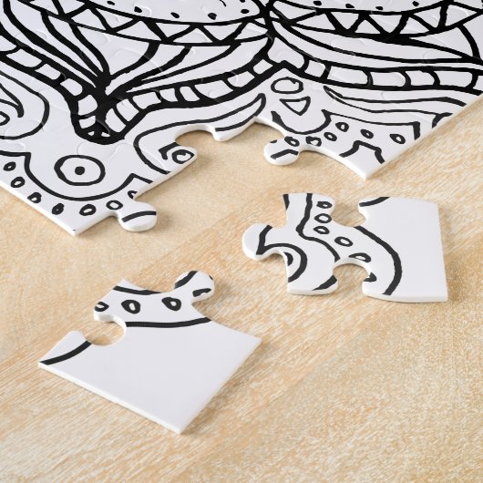 Zwart-wit Mandala Legpuzzel (Zijkant)