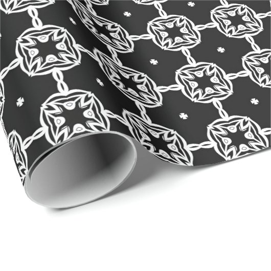 Zwart-wit Mandala lijnen Patroon 10 Cadeaupapier (Rol Hoek)