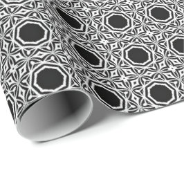 Zwart-wit Mandala lijnen Patroon 1 Cadeaupapier