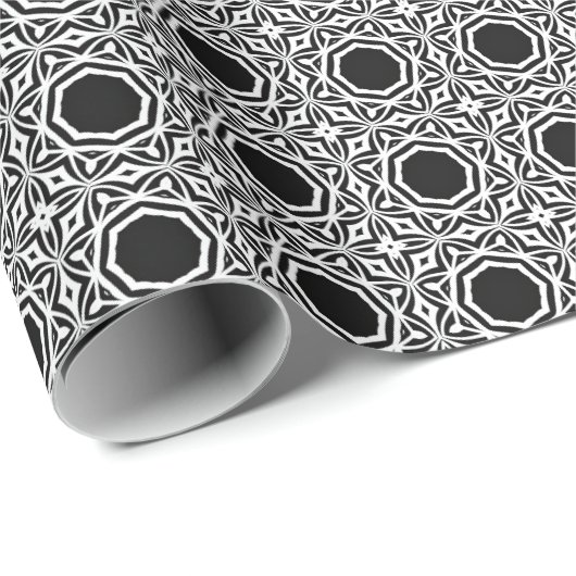Zwart-wit Mandala lijnen Patroon 1 Cadeaupapier (Rol Hoek)