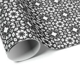 Zwart-wit Mandala lijnen Patroon 2 Cadeaupapier