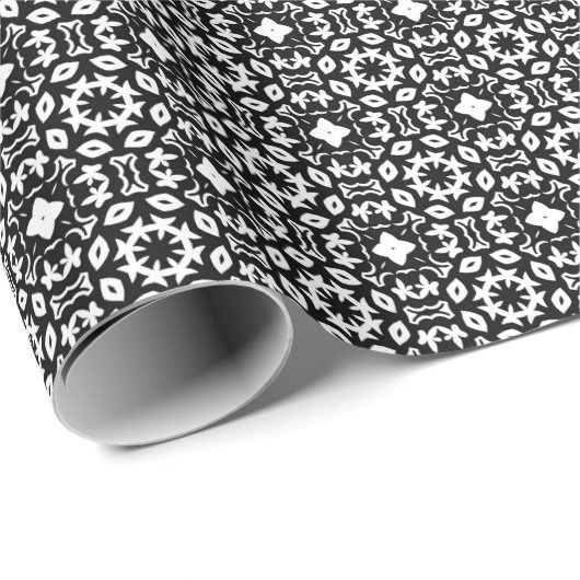 Zwart-wit Mandala lijnen Patroon 2 Cadeaupapier (Rol Hoek)