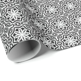Zwart-wit Mandala lijnen Patroon 4 Cadeaupapier