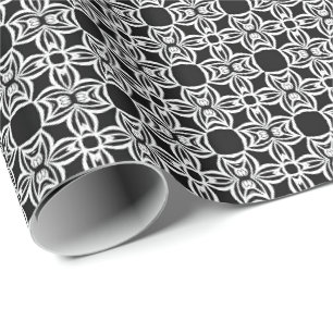 Zwart-wit Mandala lijnen Patroon 6 Cadeaupapier