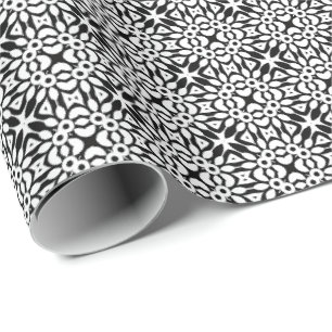 Zwart-wit Mandala lijnen Patroon 7 Cadeaupapier