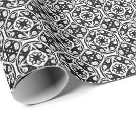 Zwart-wit Mandala lijnen Patroon 8 Cadeaupapier