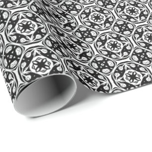 Zwart-wit Mandala lijnen Patroon 8 Cadeaupapier