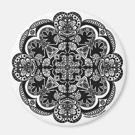 Zwart-wit Mandala Magneet