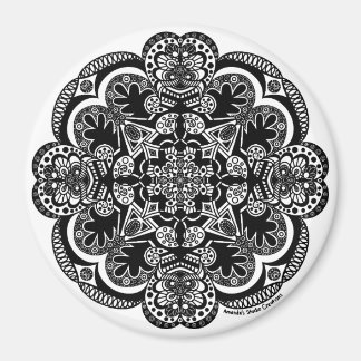 Zwart-wit Mandala Magneet