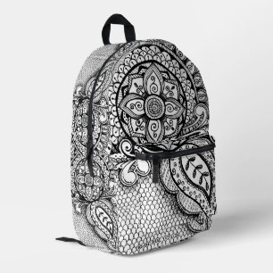 Zwart-wit Mandala Meerminnenweb Boho Chic Bedrukte Rugzak
