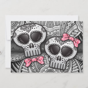 Zwart-wit Mandala Modern Sugar Skull Weddenschap Kaart