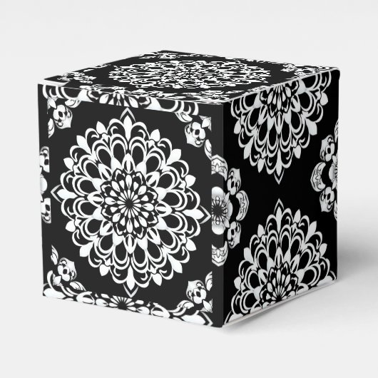 Zwart-wit Mandala-ontwerp Bedankdoosjes (Voorkant Zijde)