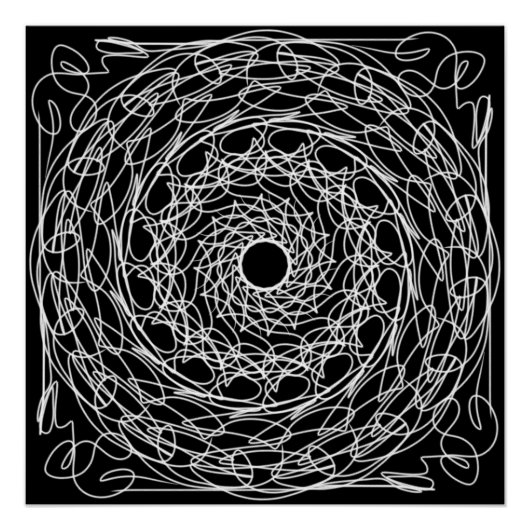 Zwart-wit mandala-ontwerp perfect poster (Voorkant)