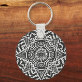 Zwart-wit mandala-ontwerp sleutelhanger (Voorkant)