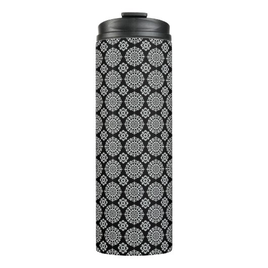 Zwart-wit Mandala-ontwerp Thermosbeker (Voorkant)