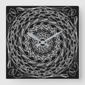 Zwart-wit mandala-ontwerp vierkante klok (Voorkant)