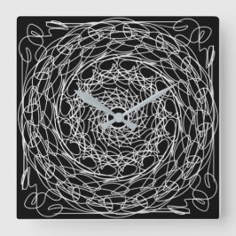 Zwart-wit mandala-ontwerp vierkante klok