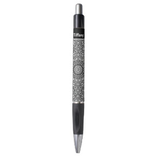 Zwart-wit Mandala Patroon Pen met Naam