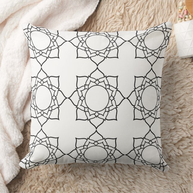 Zwart wit Mandala Pattern Pillow Fabric Paint Kussen (Deken)