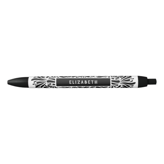 Zwart-wit Mandala Persoonlijke naam Modern Zwarte Inkt Pen (Voorkant)