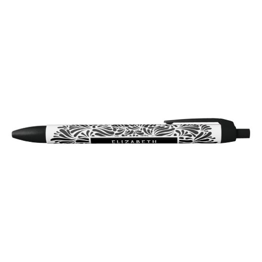 Zwart-wit Mandala Persoonlijke naam Modern Zwarte Inkt Pen (Bovenkant)