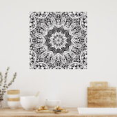Zwart-wit Mandala Poster (Keuken)