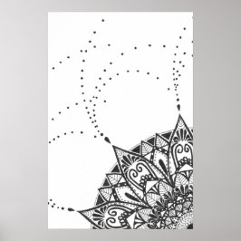 Zwart-wit mandala poster